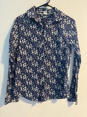 J. Crew Navy Blue Floral Button-Down Shirt